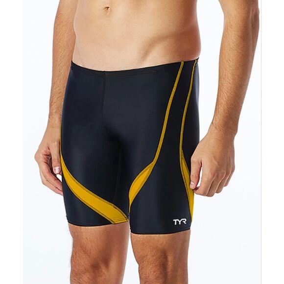 NWT TYR Men's Alliance Splice Jammer Size 30 Small Black Yellow - Picture 1 of 8